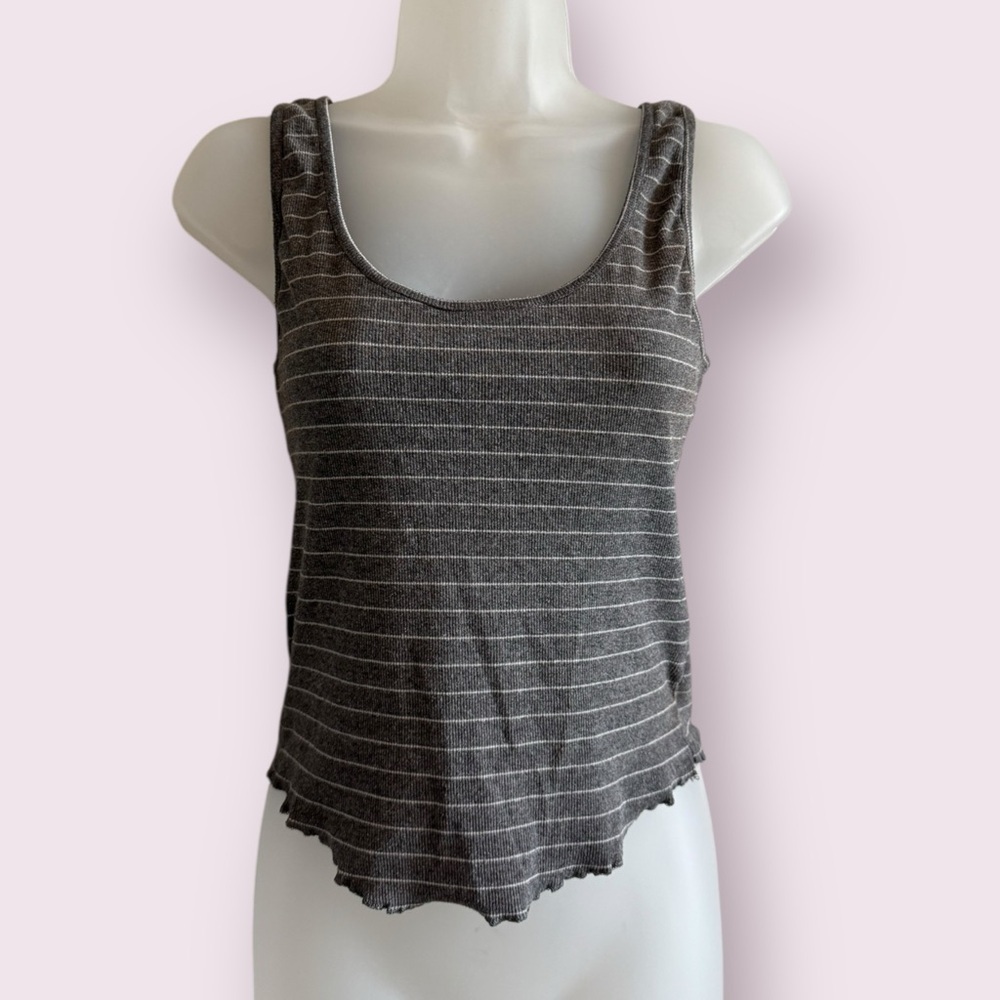 Cotton On Gray White Striped Tank Sleeveless Fitted Top L
